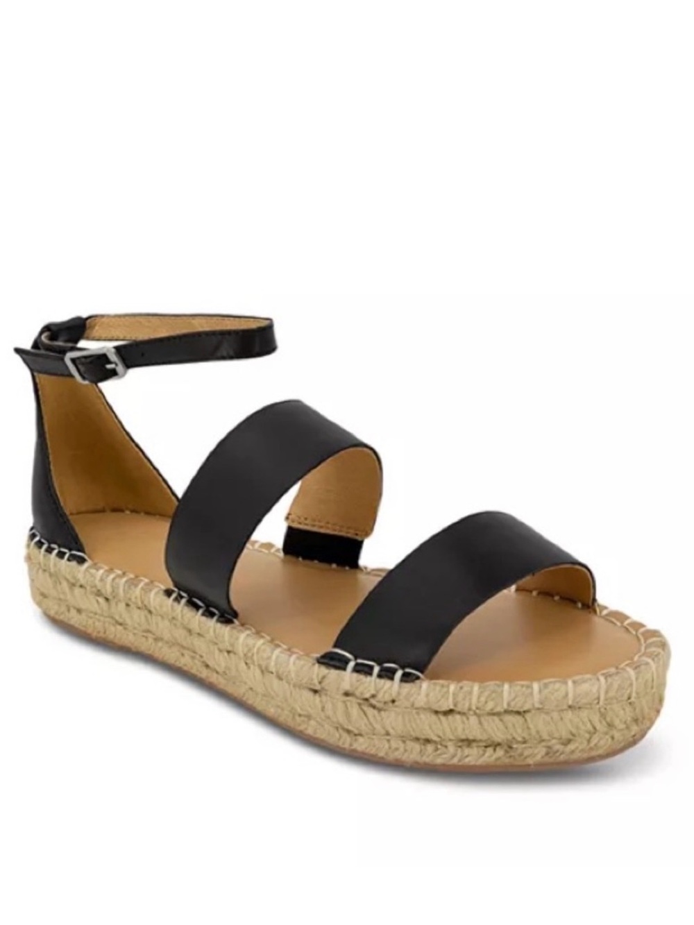 Splendid Women’s Morgan Black Leather Platform Espadrille Sandals Sz 7 NWT